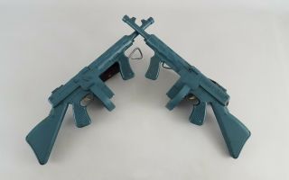 Two Vintage Empire Plastic Blue Tommy Guns Toys Circ.  1960 