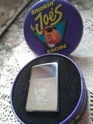 Vintage Zippo Lighter 94 Smokin Joe`s Racing,  Purple Tin Never Fired
