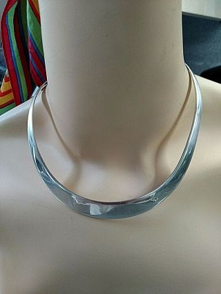 Vintage Large Taxco Mexico Sterling Silver 925 Wide Choker Collar Necklace