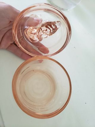 Vintage Jeannette Pink Depression Glass Scotty Dog Trinket Powder Jar Candy Dish 2