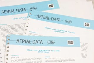 Kodak Aerial Data M - 24 M - 58 M - 70 Film 2445 2424 2403 Pamphlets - B119