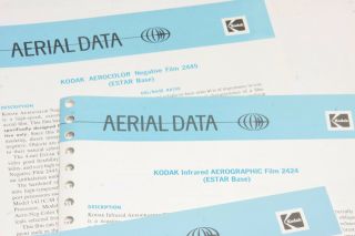 Kodak Aerial Data M - 24 M - 58 M - 70 Film 2445 2424 2403 Pamphlets - B119 3