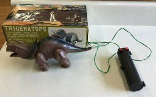 Vintage Toytown Triceratops Battery Operated Remote Control Pre - Historic Animal