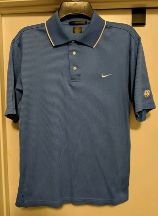 Nike Tiger Woods Golf Polo Mens Medium Blue Ribbed Shirt Vtg