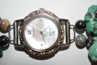 Vintage Carved Turquoise Bunny & Animal Cloisonné Bracelet Treasure Watch 5