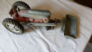Vintage Farm Toy Tractor Hubley Orange With Loader Bucket Parts Repair