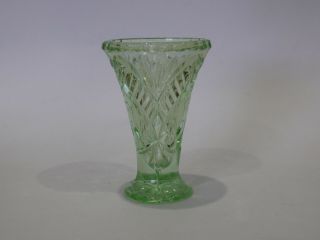 Vintage Depression Era Green Uranium Glass Small Vase