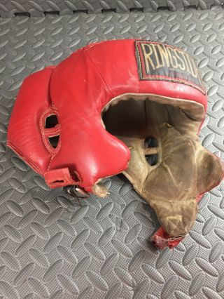 Vintage Ringside Competition Boxing Headgear Without Cheeks - Red Size Medium