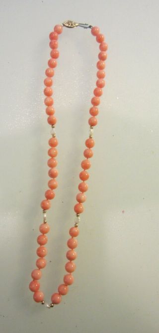 Vintage Coral And Pearl Necklace