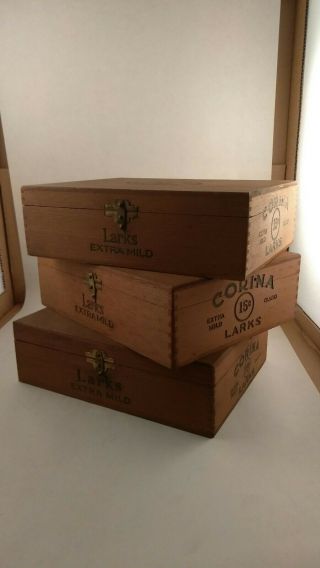 Rustic Home Decor 3 - Vintage Corina Cigar Dove Hinged Boxes Storage Wood Office