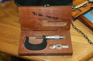 Vintage Scherr Tumico Govt.  Issued Micrometer In Wood Box