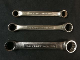 Craftsman (vintage " V " Usa) 3pc Sae Stubby Offset Box - End Combination Wrench Set