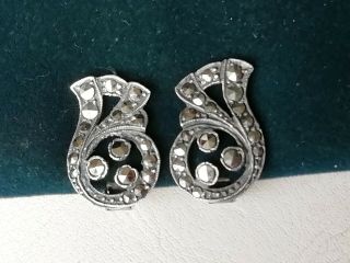 Vintage Jewellery Sterling Silver And Marcasite Clip On Earrings