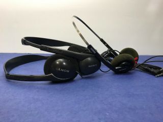 (3) Vintage Sony Mdr On Ear Headphones - All - As Parts.