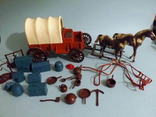 Vintage Legends Of The West 3 3/4 Inch Action Figure Covered Wagon & Gear