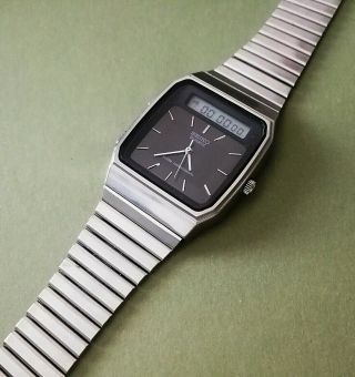 vintage seiko h357 - 5000 analog digital display quartz japan watch steel 1980 3
