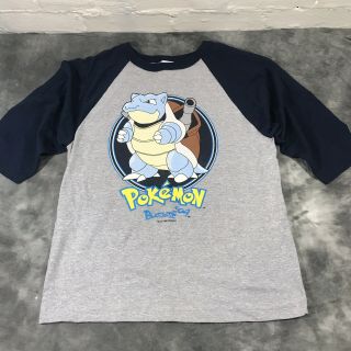Vintage Pokemon Blastoise 3/4 Sleeve Tee Shirt 1999 Youth L