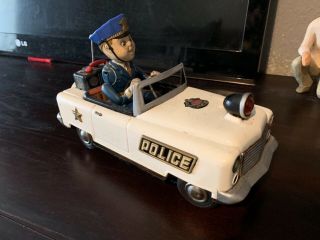 Vintage Tin Battery Operated Mystery Police Car 1960s Tn Nomura 10” Long Japan