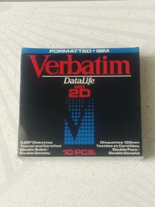 Verbatim Datalife 5.  25 " Floppy Disk Double Sided/double Density Md 2d (10 Pack)
