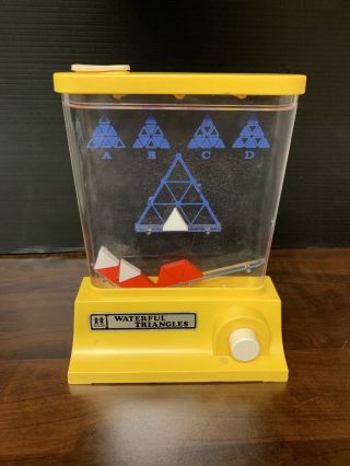 Vintage 1976 Tomy Wonderful Waterfuls Triangles Game Ring Toss (yellow)