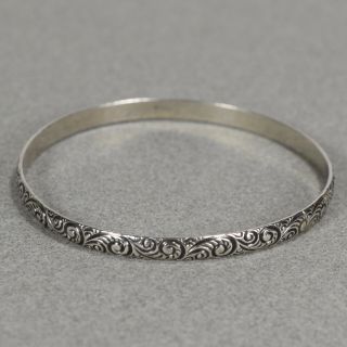 Vintage Beau Sterling Silver Floral Scrolling Bangle Bracelet 7.  5 - - 1170