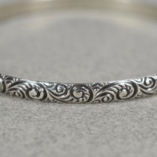 Vintage BEAU Sterling Silver Floral Scrolling Bangle Bracelet 7.  5 - - 1170 2