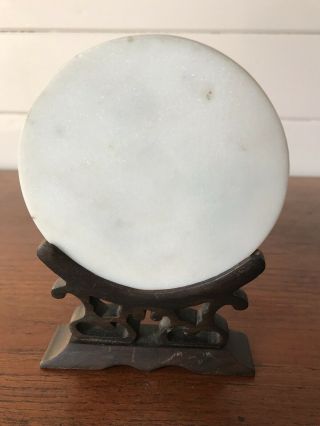 Vintage Hand Painted Japanese Lady On Marble Disc With Stand 4