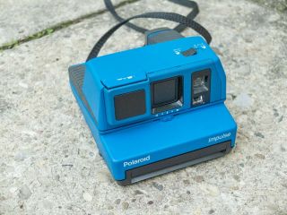 Royal Blue Polaroid Impulse Instant 600 Film Camera And