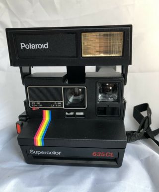 Polaroid Supercolor 635cl Instant 600 Film Camera Rainbow Version Excond W/strap