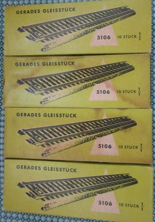 40 Vintage Marklin Ho 5106 Straight Tracks In Boxes 4 Boxes Of 10