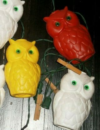 Vtg Retro NOMA Owl Party Lites Lamp String 7 Camping Rv Patio Blow Mold Lights 4