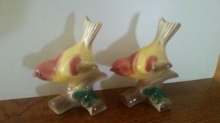 Vintage Royal Copely Yellow Red Bird Figurines.