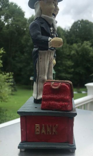 Vintage Uncle Sam Cast Iron Mechanical Coin Bank made in Taiwan 3
