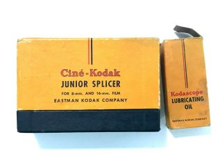 Cine - Kodak Junior Splicer For 8mm 16mm Film Camera Movies & Kodascope Oil Bottle