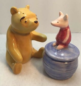 Disney Vintage Pooh Bear Piglet Hunny Pot Salt & Pepper Shakers