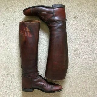Vtg.  Ladies English Riding Boots.  Dehner Field Boots.  Brown Leather