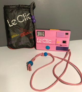 Vintage Le Clic Pink 80s Camera With Pouch