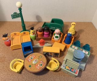 Vintage Fisher Price Little People Play Family Sesame Street Accessories