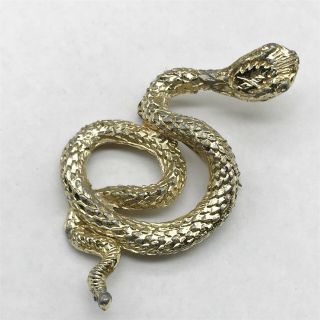 Vintage Ladies Costume Jewellery Gold Tone Rattle Snake Pin Brooch