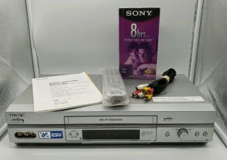 Sony Vcr Vhs Video Cassette Player Recorder Hi - Fi Slv - N750 Remote Rmt V402a