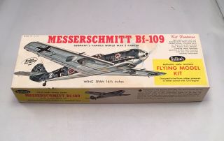 Vintage Guillows Messerschmitt Bf - 109 Balsa Wood Model Wing Span 16 1/2 " Plane