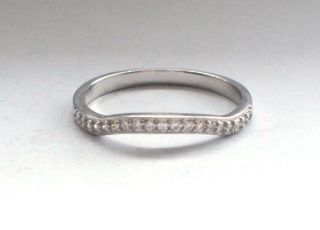 Vintage 925 Sterling Silver Ring Clear Cz Shaped Wedding Half Eternity Band P 8