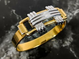 Classic And Elegant Vintage Trifari Jewellery Silver Gold Tone Cuff Bracelet