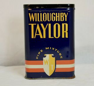 Vintage Willoughby Taylor Pipe Mixture Vertical Pocket Tobacco Tin