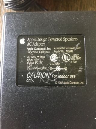 Apple AC Power Supply Adapter Vintage Classic M6082 2