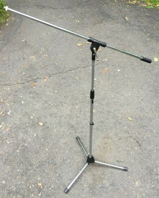 On Stage Stands Tripod Boom Microphone Stand Chrome Vintage Metal