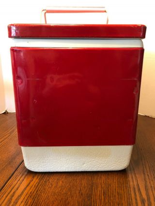 Vintage 70 ' s Coleman Red Chest Cooler Metal With Handles. 4
