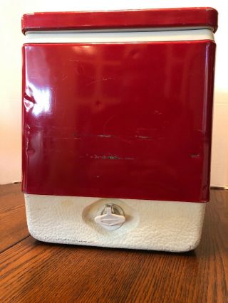 Vintage 70 ' s Coleman Red Chest Cooler Metal With Handles. 6