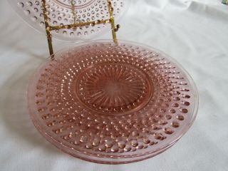 Vintage Depression Hobnail Pink Plates By Anchor Hocking Set Of 4