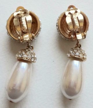 KRAMER Vintage Earrings Elegant Gold Filigree & Pearl Drop Chandeliers 2